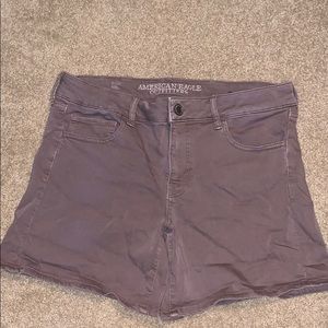 american eagle purple twill midi-shorts